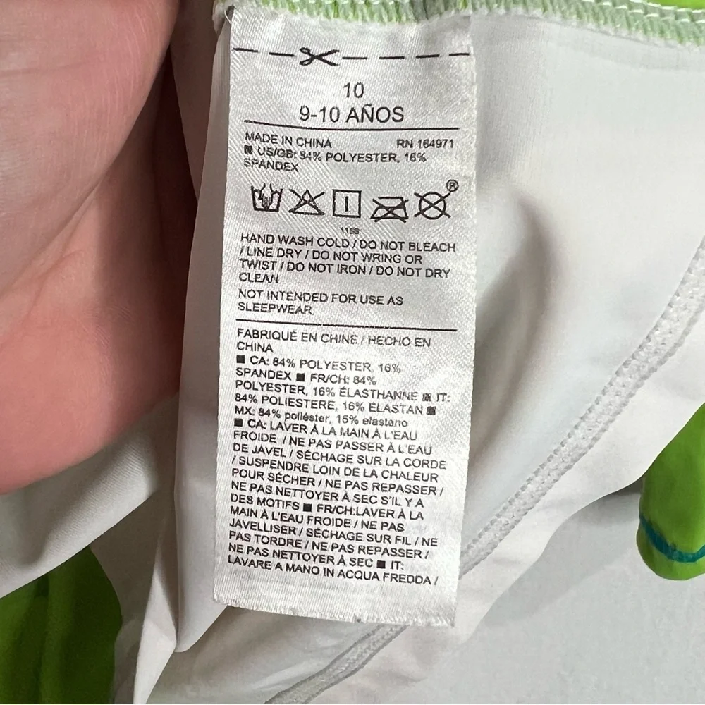 Janie & Jack Sz 10 Rashguard Long Sleeve Swim Top Green‎ White Logo Beach Pool